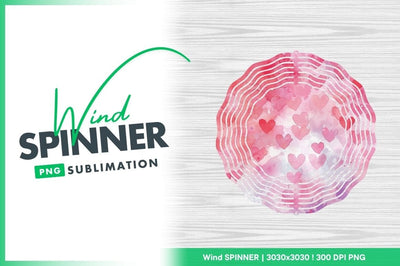 Watercolor wind spinner round with hearts png Sublimation Regulrcrative 