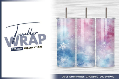 Watercolor winter background with snowflakes tumbler png Sublimation Regulrcrative 