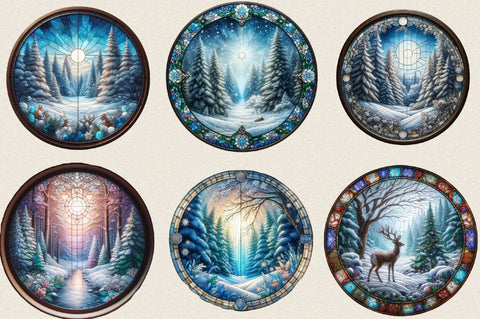 Watercolor Winter Forest Clipart Bundle. Sublimation SVGArt 