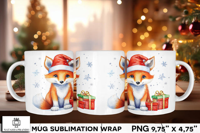 Watercolor Winter Fox Mug Wrap Sublimation Sublimation Natasha Prando 