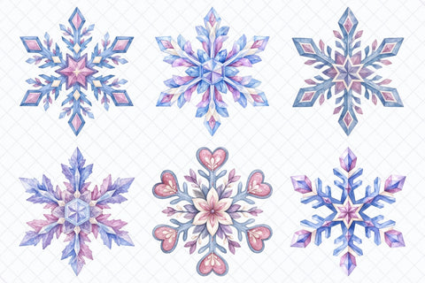 Watercolor Winter Snowflakes Clipart Sublimation TanyaPrintDesign 