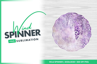 Watercolor wisteria floral background wind spinner round png Sublimation Regulrcrative 