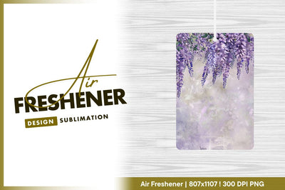 Watercolor wisteria flowers on textured background air freshener png Sublimation Regulrcrative 