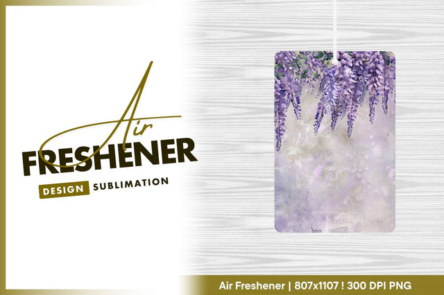 Watercolor wisteria flowers on textured background air freshener png Sublimation Regulrcrative 