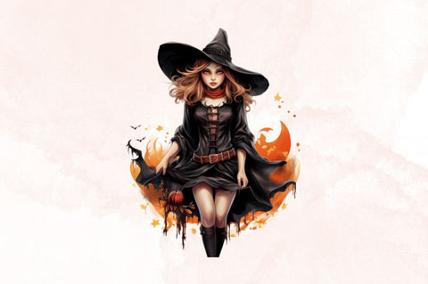 Watercolor Witch Girl Sublimation Clipart Bundle Sublimation Designangry 