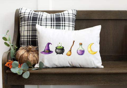 Watercolor Witch PNG, Halloween Witch Graphic With Cauldron Broom Sublimation Pickled Thistle Creative 