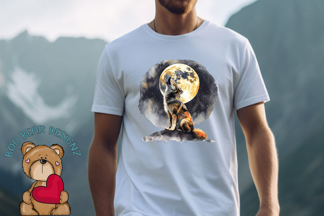 Watercolor Wolf Clipart Sublimation Boo Bear Designz 