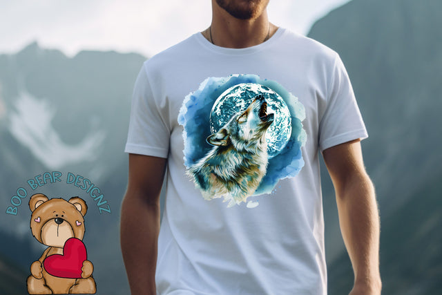 Watercolor Wolf Clipart Sublimation Boo Bear Designz 