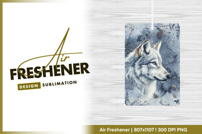 Watercolor wolf portrait on snowy background Sublimation Regulrcrative 