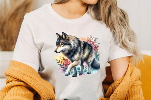 Watercolor Wolf Sublimation Clipart Bundle Sublimation SVGArt 