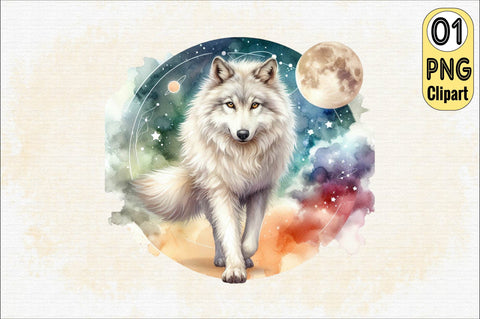 Watercolor Wolf Sublimation Clipart Sublimation SVGArt 