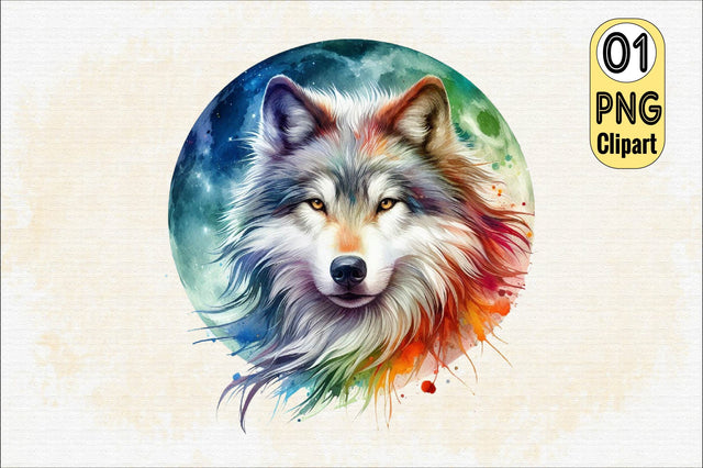Watercolor Wolf Sublimation Clipart Sublimation SVGArt 