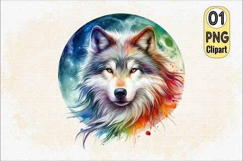 Watercolor Wolf Sublimation Clipart Sublimation SVGArt 