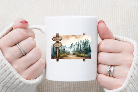 Watercolor Wooden Sign PNG Sublimation designartist 