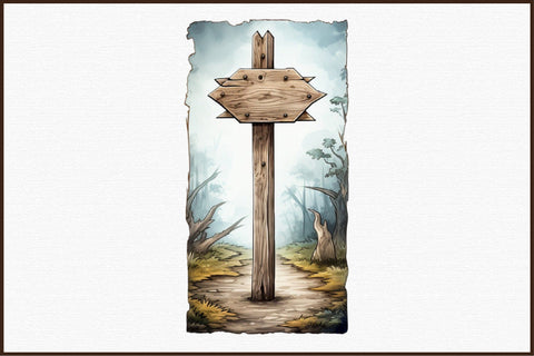 Watercolor Wooden Sign PNG Sublimation designartist 