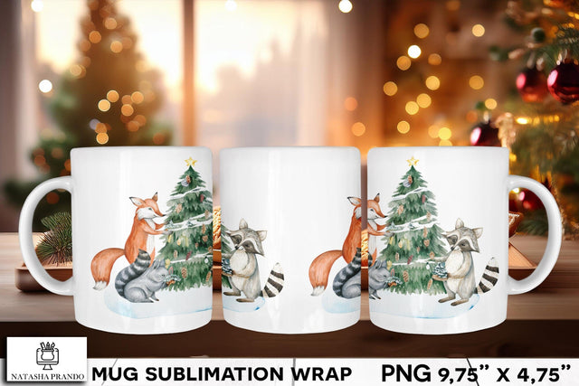 Watercolor Woodland Animals Mug Wrap Sublimation Sublimation Natasha Prando 