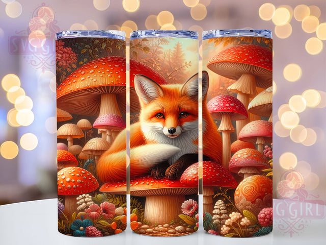 Watercolor Woodland Fox Tumbler, Mushroom Patch Tumbler, Woodland Fox Wrap, Whimsical Forest Wrap, Cute Fox Wrap, Sublimation Design, Trendy Gift Idea Sublimation SvggirlplusArt 