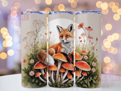 Watercolor Woodland Fox Tumbler, Mushroom Patch Tumbler, Woodland Fox Wrap, Whimsical Forest Wrap, Cute Fox Wrap, Sublimation Design, Trendy Gift Idea Sublimation SvggirlplusArt 