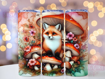 Watercolor Woodland Fox Tumbler, Mushroom Patch Tumbler, Woodland Fox Wrap, Whimsical Forest Wrap, Cute Fox Wrap, Sublimation Design, Trendy Gift Idea Sublimation SvggirlplusArt 