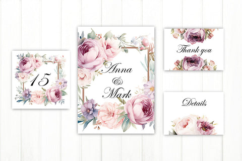 Watercolor Wreath Flower PNG. Wedding Invitation Card PNG Sublimation Olga Terlyanskaya 