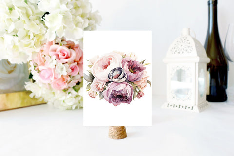 Watercolor Wreath Flower PNG. Wedding Invitation Card PNG Sublimation Olga Terlyanskaya 