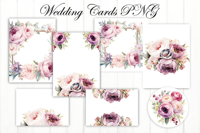 Watercolor Wreath Flower PNG. Wedding Invitation Card PNG Sublimation Olga Terlyanskaya 