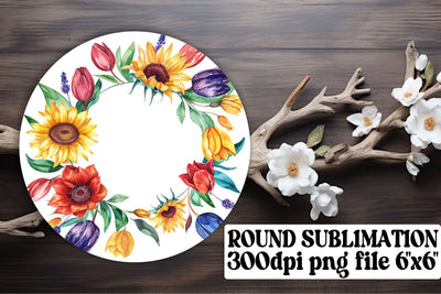 Watercolor Wreath Keychain for PNG Sublimation afrosvg 