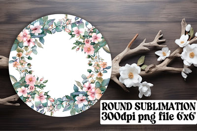 Watercolor Wreath Round Design for PNG Sublimation afrosvg 