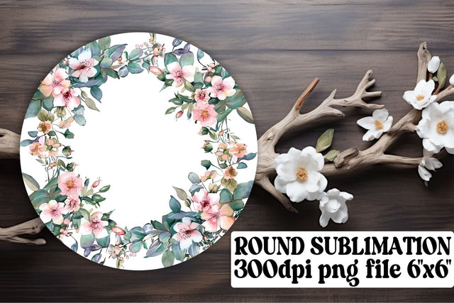 Watercolor Wreath Round Design for PNG Sublimation afrosvg 