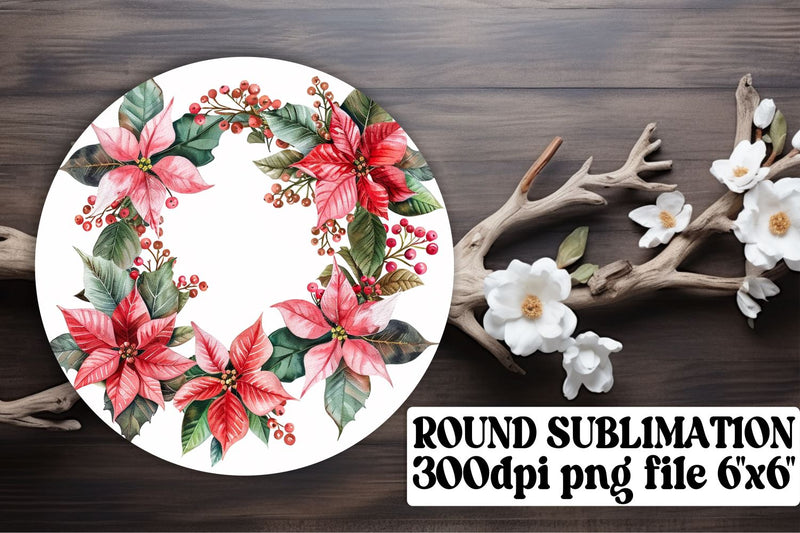 Watercolor Wreath Round Design PNG Sublimation afrosvg 