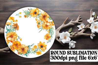 Watercolor Wreath Round Design Sublimation afrosvg 