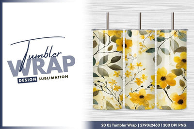 Watercolor yellow flowers seamless floral pattern background Sublimation Regulrcrative 