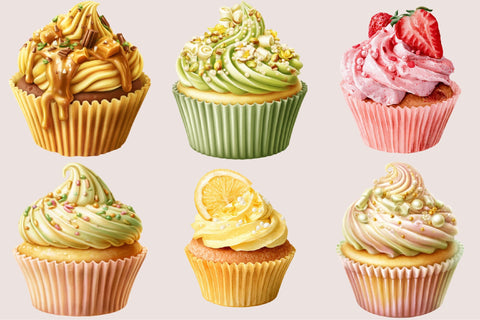 Watercolor Yummy Cupcakes PNG Clipart Sublimation SVGArt 