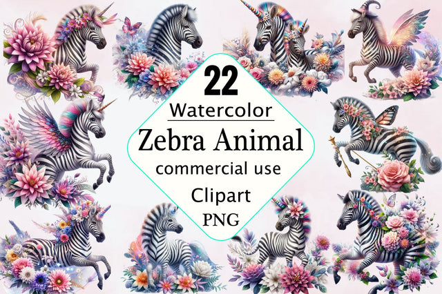 Watercolor Zebra Sublimation Bundle Sublimation SVGArt 
