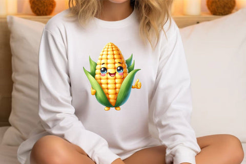 Watercolour Cute Corn Smiling Clipart Sublimation Rupkotha 