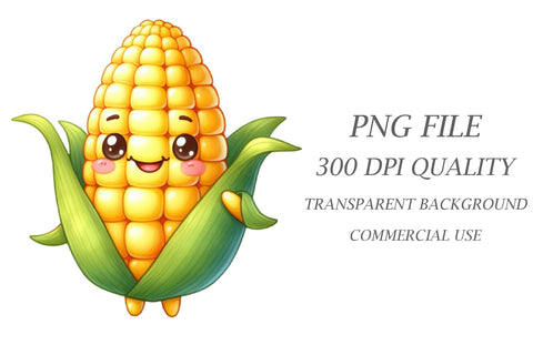 Watercolour Cute Corn Smiling Clipart Sublimation Rupkotha 