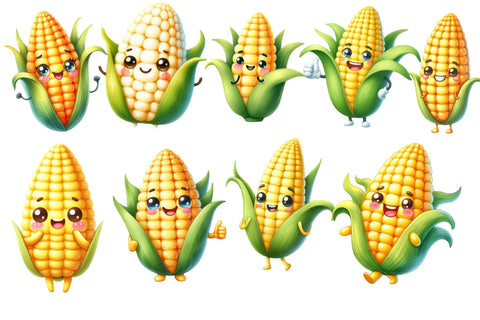 Watercolour Cute Corn Smiling Clipart Sublimation Rupkotha 