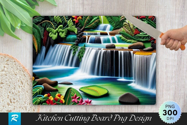 Waterfall Background Wallpaper Cutting Board PNG Sublimation Regulrcrative 