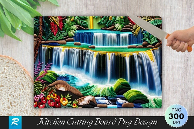 Waterfall Background Wallpaper Cutting Board PNG Sublimation Regulrcrative 