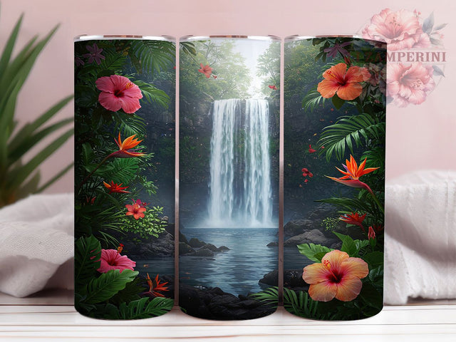 Waterfall Hawaiian Tropical 20oz Tumbler, Waterfall Tumbler, Hawaiian Design, Tropical Wrap, 20oz Sublimation, Nature Art, Island Decor, Beach Gift Sublimation Li Zamperini 
