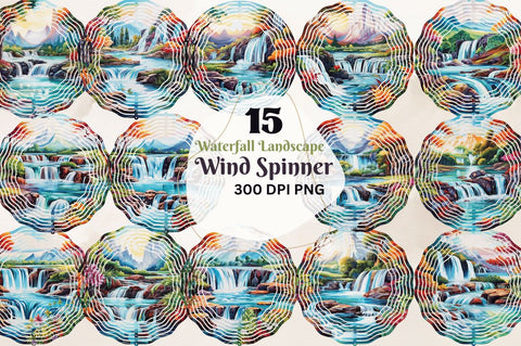 Waterfall Landscape Wind Spinner Sublimation Regulrcrative 