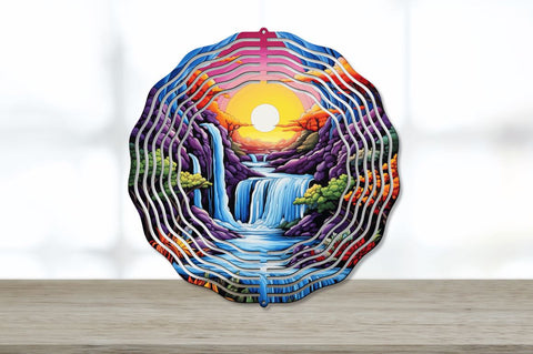 Waterfall Landscape Wind Spinner Sublimation Regulrcrative 