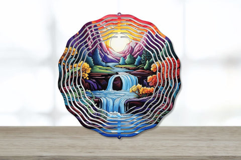 Waterfall Landscape Wind Spinner Sublimation Regulrcrative 