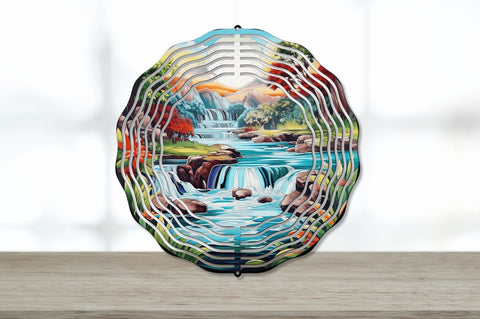 Waterfall Landscape Wind Spinner Sublimation Regulrcrative 