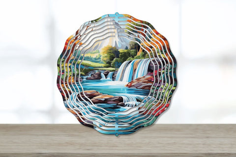 Waterfall Landscape Wind Spinner Sublimation Regulrcrative 
