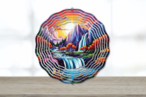 Waterfall Landscape Wind Spinner Sublimation Regulrcrative 