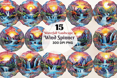 Waterfall Landscape Wind Spinner Sublimation Regulrcrative 
