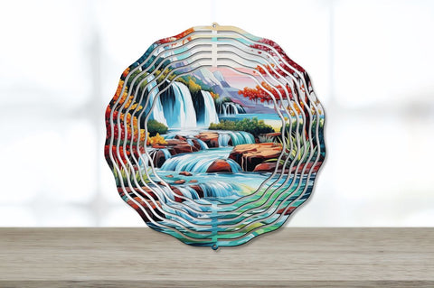 Waterfall Landscape Wind Spinner Sublimation Regulrcrative 