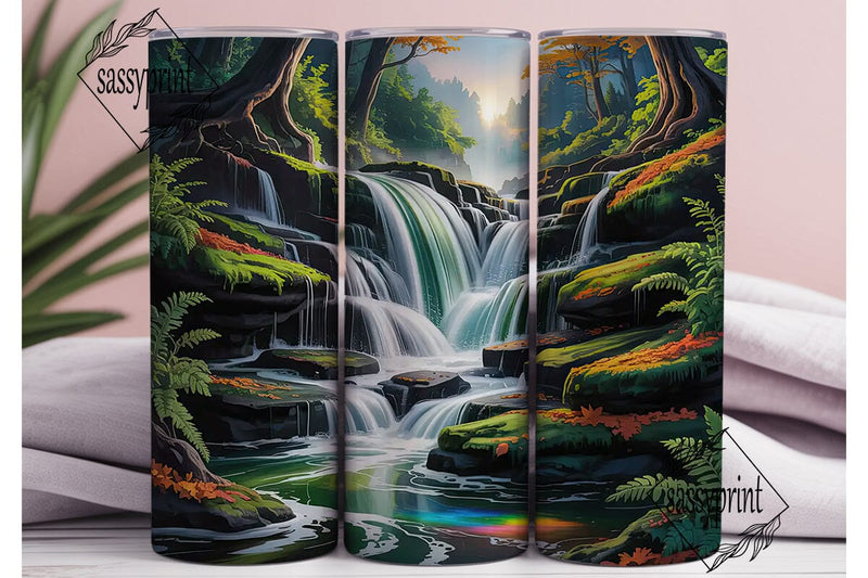 Waterfall Nature 20oz Tumbler Wrap Sublimation sassyprint 