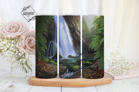 Waterfall Nature 20oz Tumbler Wrap Sublimation sassyprint 